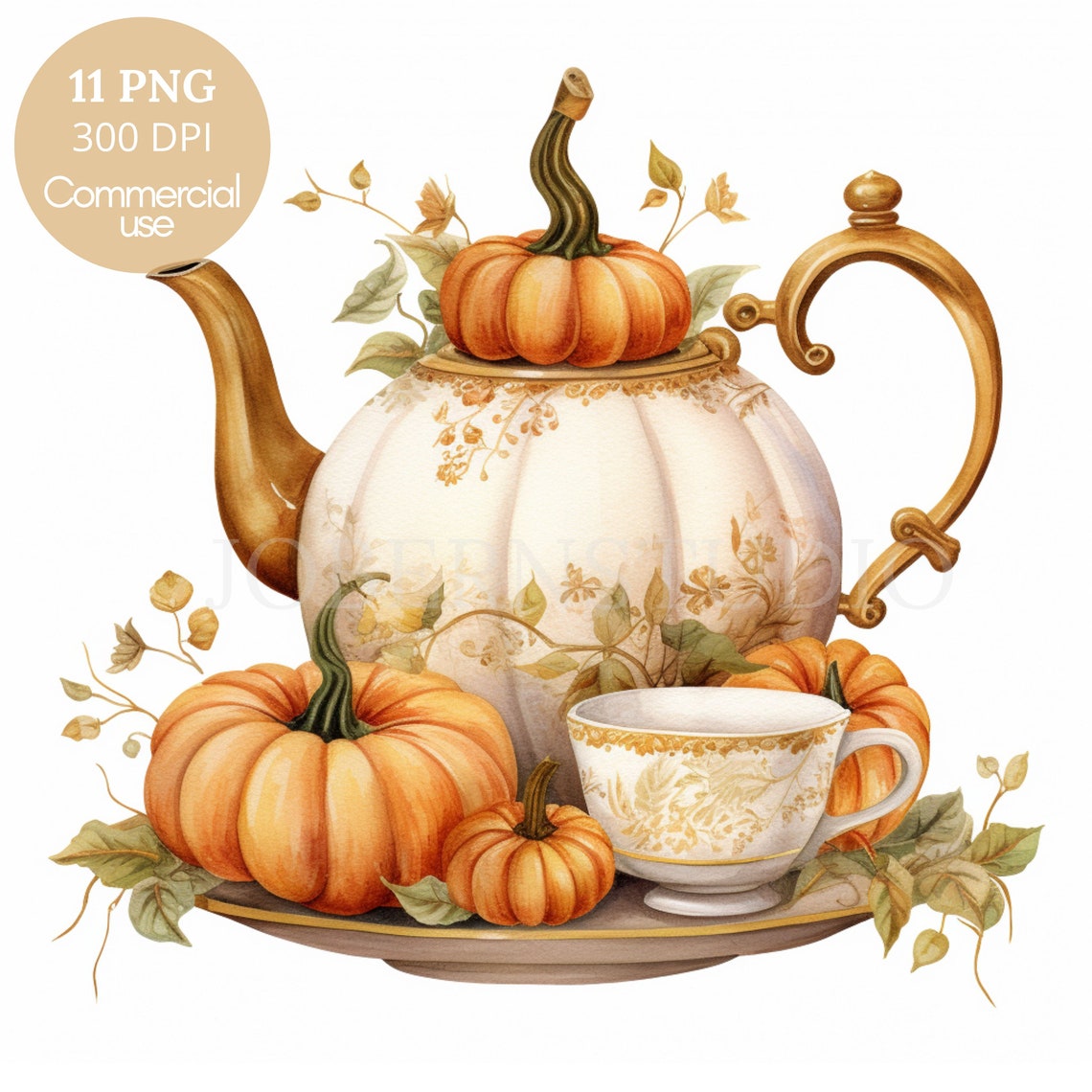 Fall Autumn Pumpkin Teapot Clipart PNG Bundle 11 High Quality Png ...