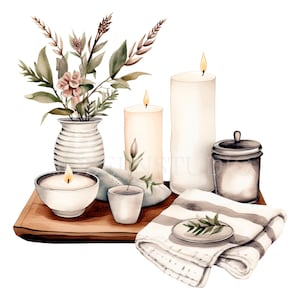 Cozy Winter Spa Clipart PNG,Bundle 25 JPG de haute qualité,Téléchargement numérique, Fabrication de cartes, Médias mixtes, Artisanat en papier numérique, Autocollants imprimables| 55