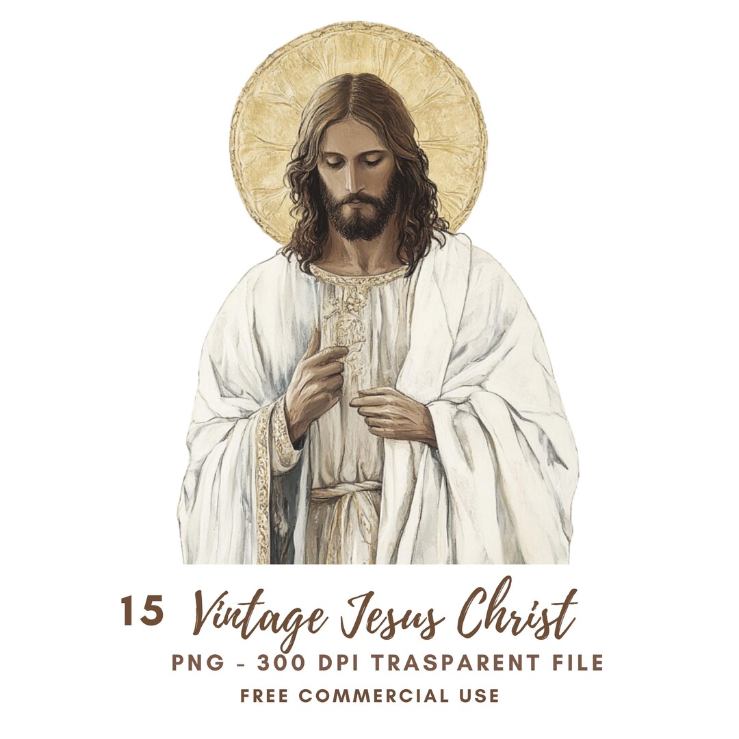 Jesus Christ Clipart Bundle 15 High Quality PNG | Watercolor Vintage ...