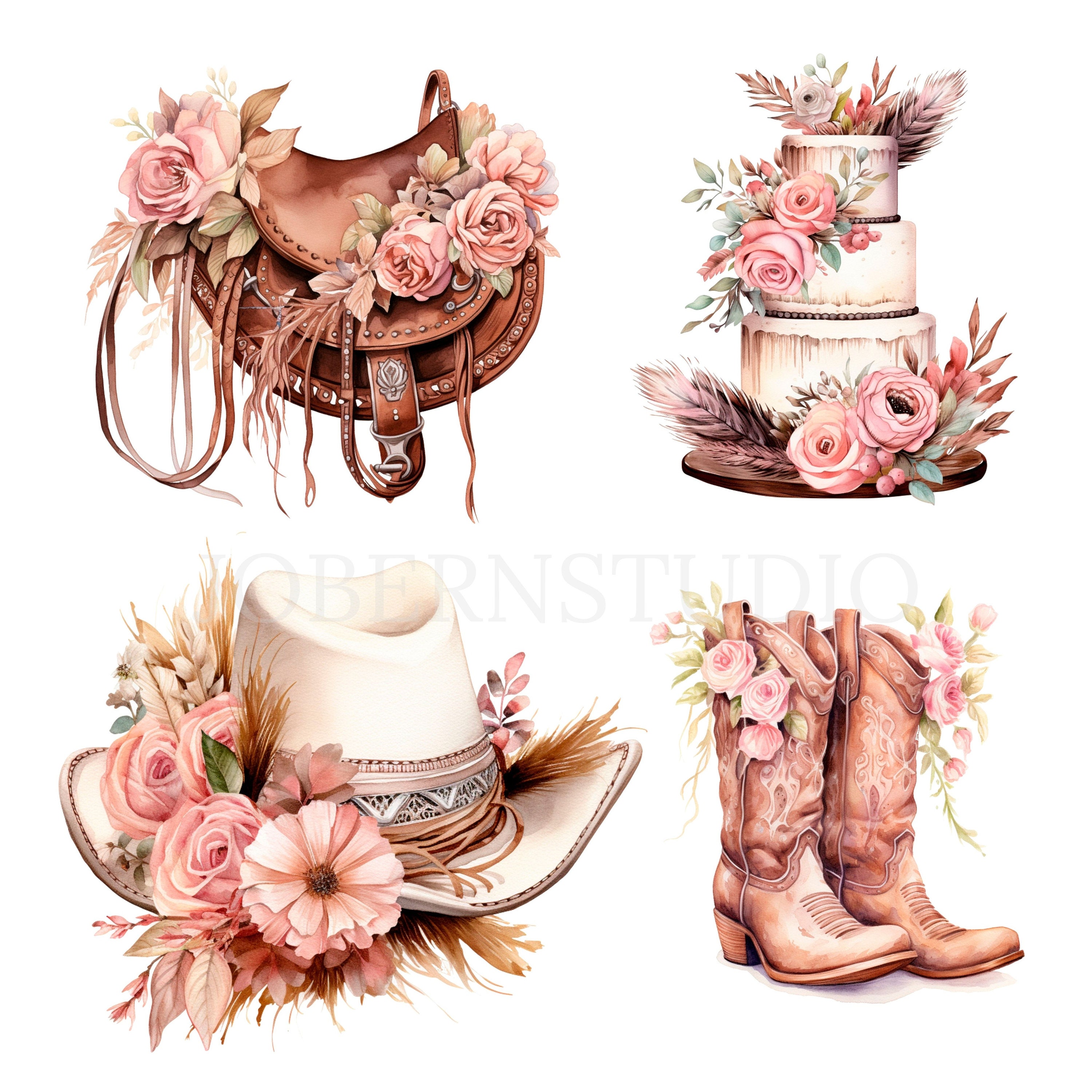 水彩カウガールパーティークリップアートPNG、バンドル25高品質JPG、デジタルダウンロード、カード作成、デジタルペーパークラフト、印刷可能なステッカー|  72 - Etsy 日本 Art Remedyによるチューリップカウガールブーツカードピンクキャンバスプリントピンクウォール ..., image size:3000x3000