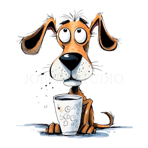 Crazy Dog Clipart PNG Bundle 15 JPG de alta calidad, café de perros gruñones divertidos, descarga digital, creación de tarjetas, medios mixtos, artesanía de papel digital / 102