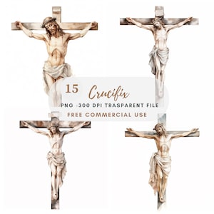 Crocifisso Croce Clipart Bundle 15 PNG di alta qualità, Croce Crocifisso Gesù, Adesivo, Download digitale, Creazione di carte, Supporti misti, Carta digitale/ 313