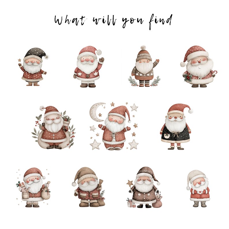 Santa Variations Christmas Santa Claus Clipart,bundle 11 High Quality Png,watercolor ...