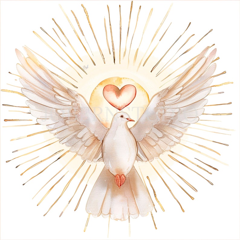 Holy Spirit Clipart Bundle 15 High Quality PNG,Watercolor Dove of Pentecost,Printable Sticker,Digital Download,Card Making,Mixed Media| 271 image 1