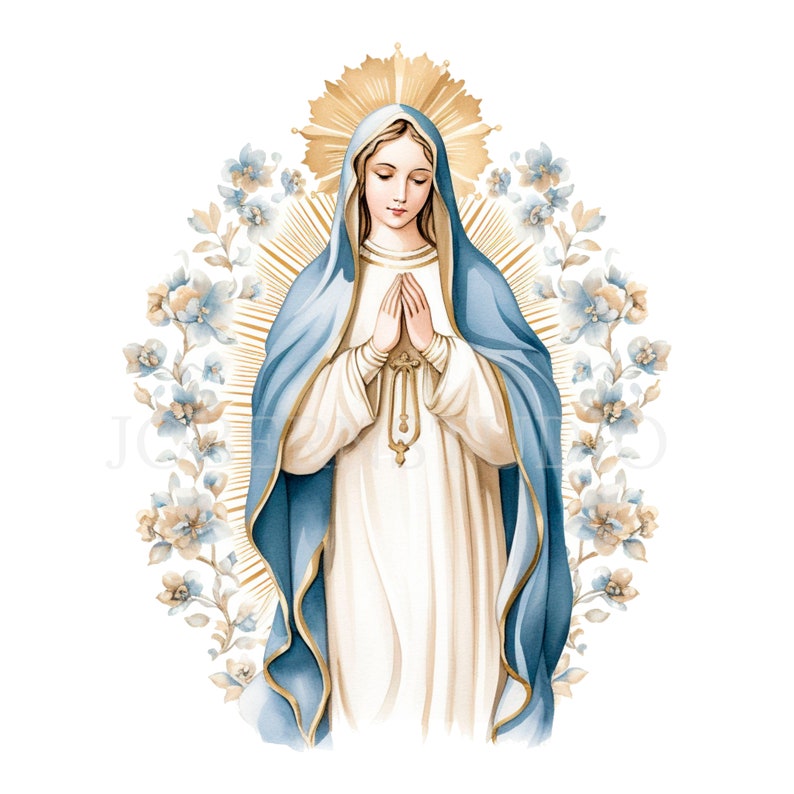 Virgin Mary Clipart,bundle 15 High Quality Png,watercolor Clip Art Jpg ...