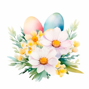 Pacchetto PNG Clipart di Pasqua 10 JPG di alta qualità, Decorazione pasquale ad acquerello, Download digitale, Creazione di cartoline, Supporti misti, Creazioni di carta digitale/205