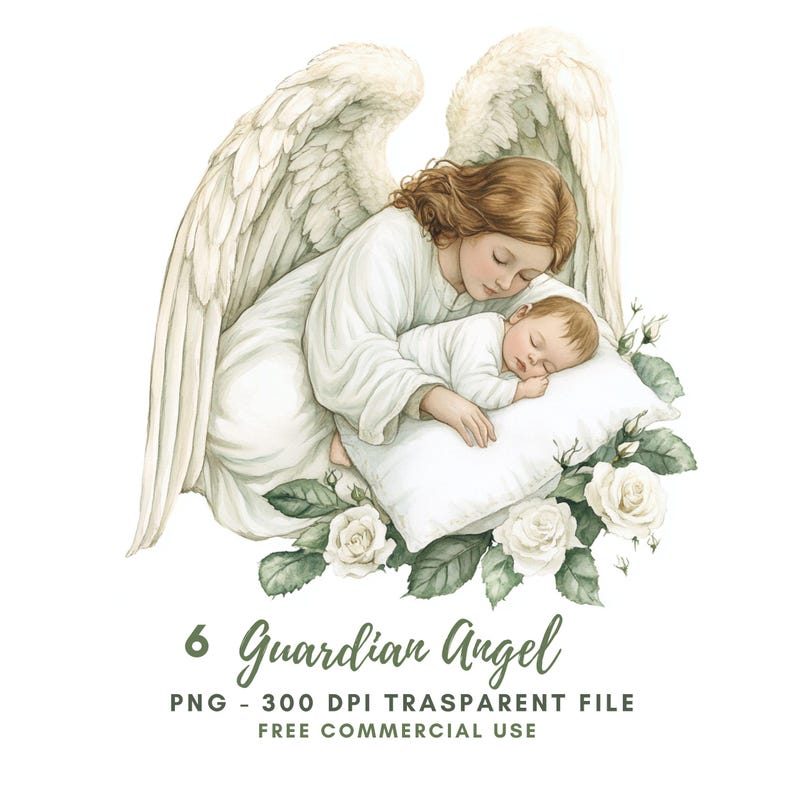 Guardian Angel Clipart PNG Bundle 6 High Quality Png,watercolor Cute ...