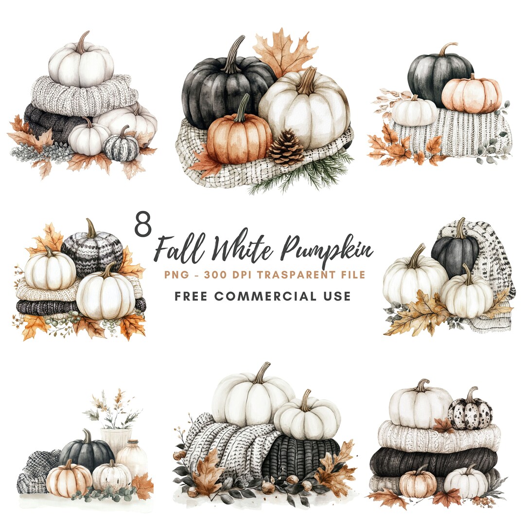 Fall Autumn Pumpkin Clipart PNG Bundle 8 High Quality Png,watercolor ...