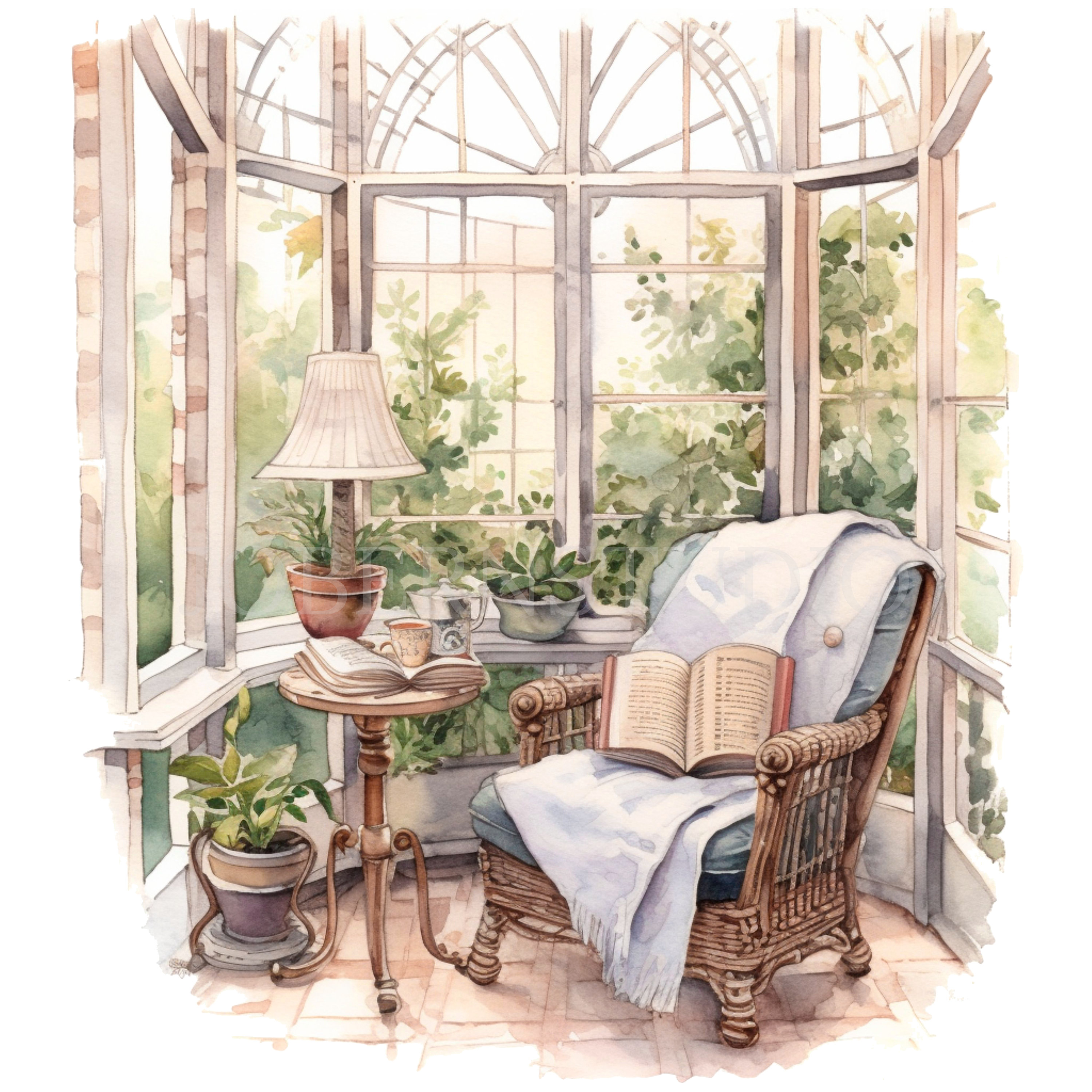 Nook Reading Book Clipart Bundle 15 High Quality Png,watercolor Home ...