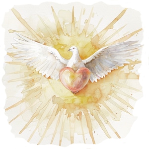 Pacchetto di clipart dello Spirito Santo 15 PNG di alta qualità, Colomba dell'acquerello di Pentecoste, Adesivo stampabile, Download digitale, Creazione di cartoline, Supporti misti/ 271