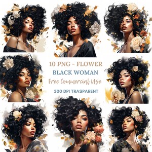 Clipart PNG de mode femme noire, lot de 10 de haute qualité, lot de 10 aquarelle, téléchargement numérique, fabrication de cartes, créations numériques en papier, autocollants | 201