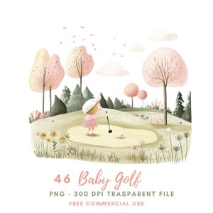 Baby Golf Clipart PNG,Bundle 46 Alta Qualità, Acquerello Baby Sport Golf, Download Digitale,Adesivo Stampabile Goodnotes / 655