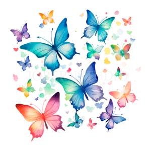 Aquarell Schmetterlinge Clipart PNG Bundle 20 hohe Qualität, Schmetterling, digitaler Download, Kartenherstellung, Mixed Media, digitales Papierhandwerk | 162