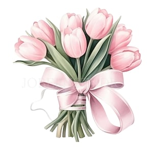 Tulips Bouquet Flower Clipart Bundle 12 High Quality PNG, Watercolor Floral Border, Digital Download,Card Making,Digital Paper Craft| 243