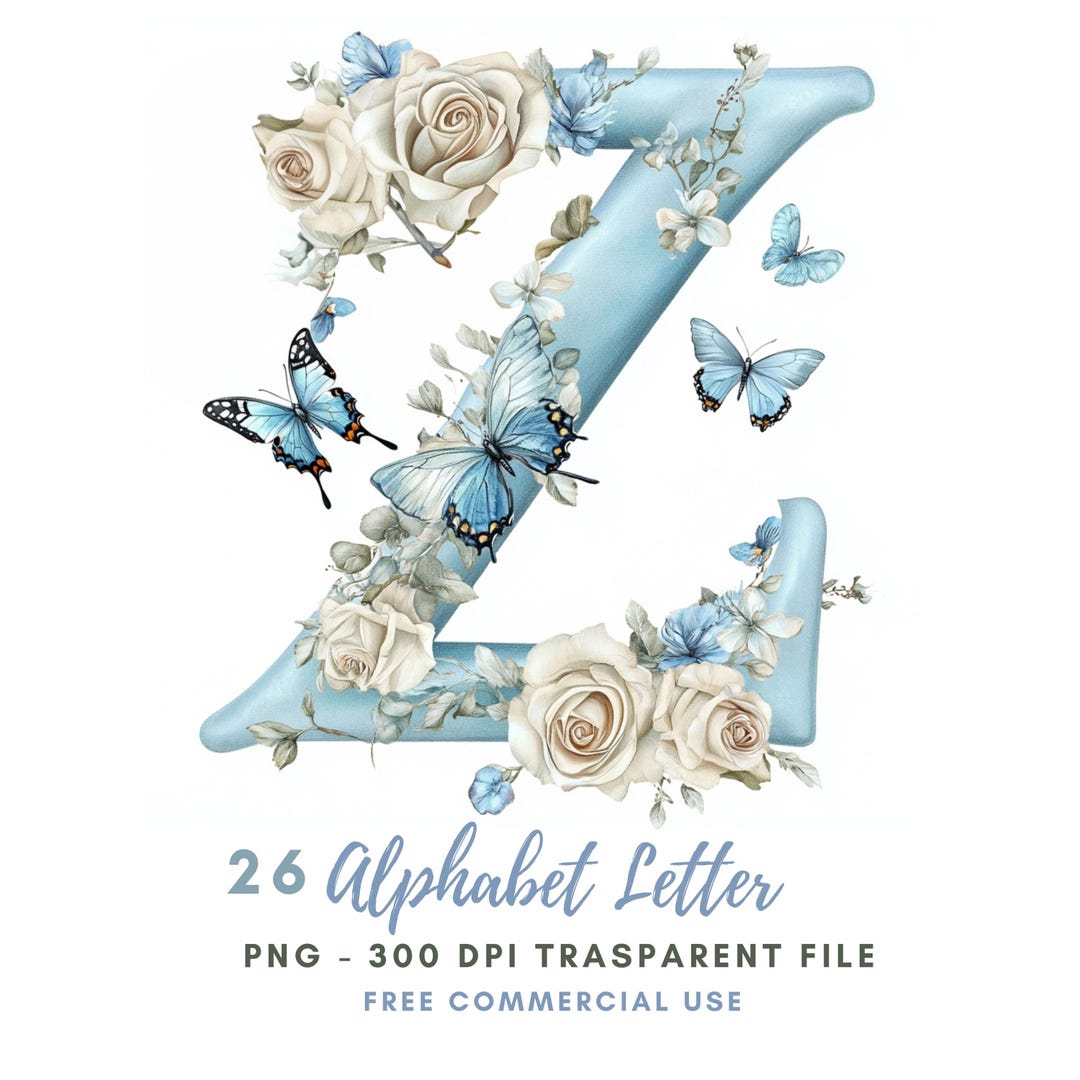 Floral Alphabet Letter Clipart Bundle 26 High Quality PNG, Watercolor ...