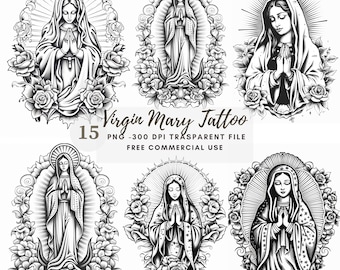 Virgin Mary Clipart,Bundle 15 High Quality PNG,Our Lady Guadalupe ,Digital Download,Card Making,Mixed Media,Digital Paper Craft| 94