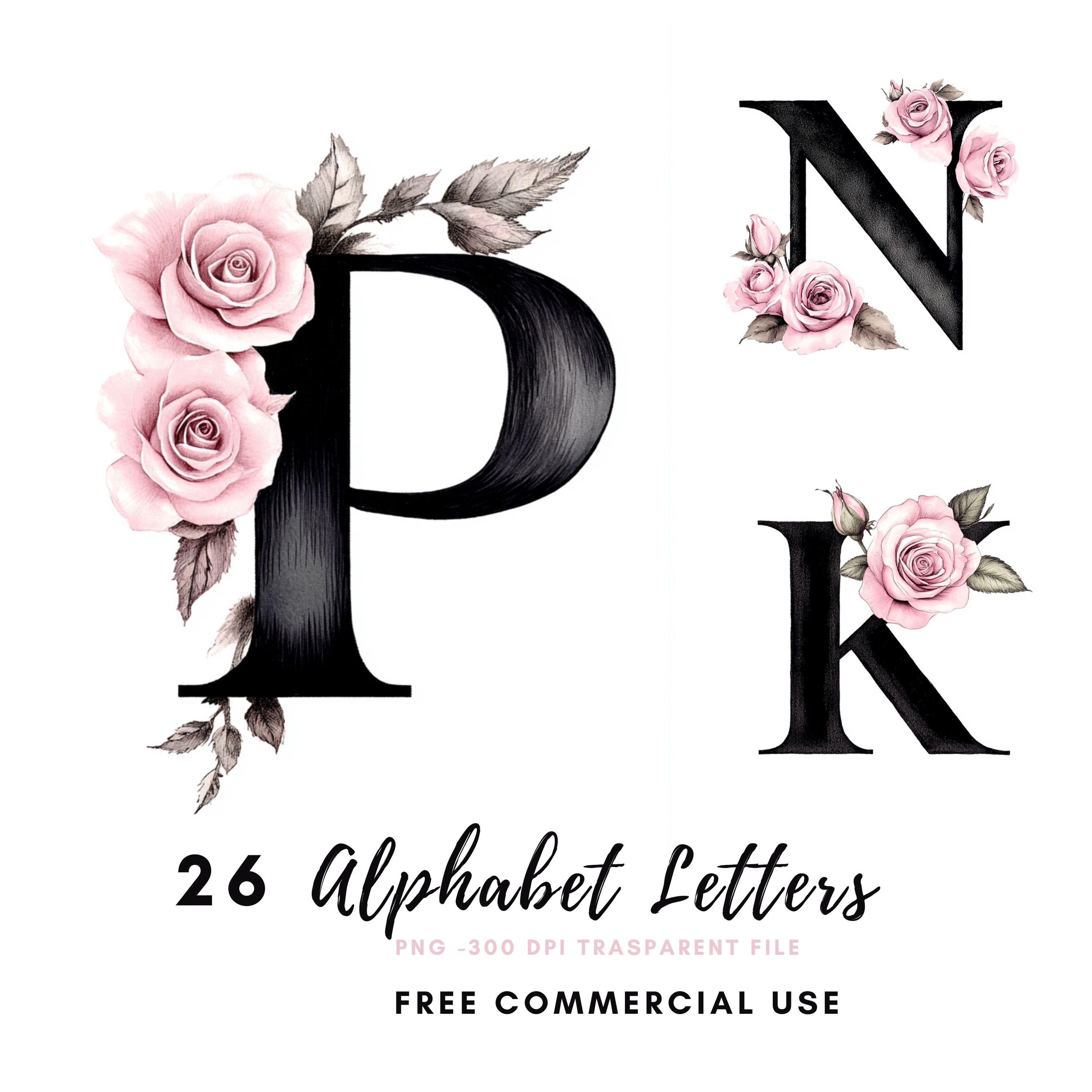 Floral Alphabet Letter A-Z Clipart Bundle 26 High Quality Png ...