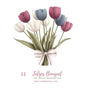 Tulips Bouquet Flower Clipart Bundle 11 High Quality PNG, Watercolor Floral Bouquet,Printable Stickers Goodnotes| Digital Download| 803