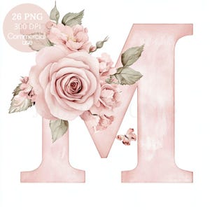 Floral Alphabet Letter Clipart Bundle 26 High Quality PNG, Watercolor ...