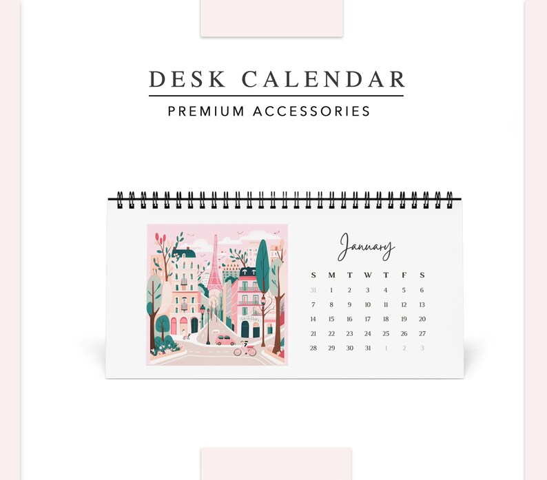 2024 Calendar Desk City Travel Bohemian Calendar Etsy