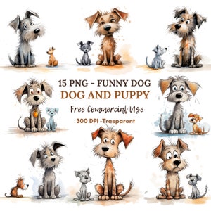 Crazy Dog Clipart PNG Bundle 15 JPG de alta calidad, café de perros gruñones divertidos, descarga digital, creación de tarjetas, medios mixtos, artesanía de papel digital / 105