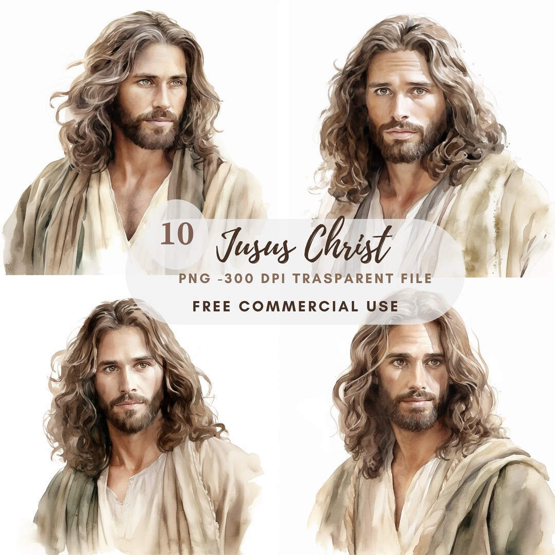Jesus Christ Clipart Bundle 10 High Quality PNG, Watercolor Jesus ...