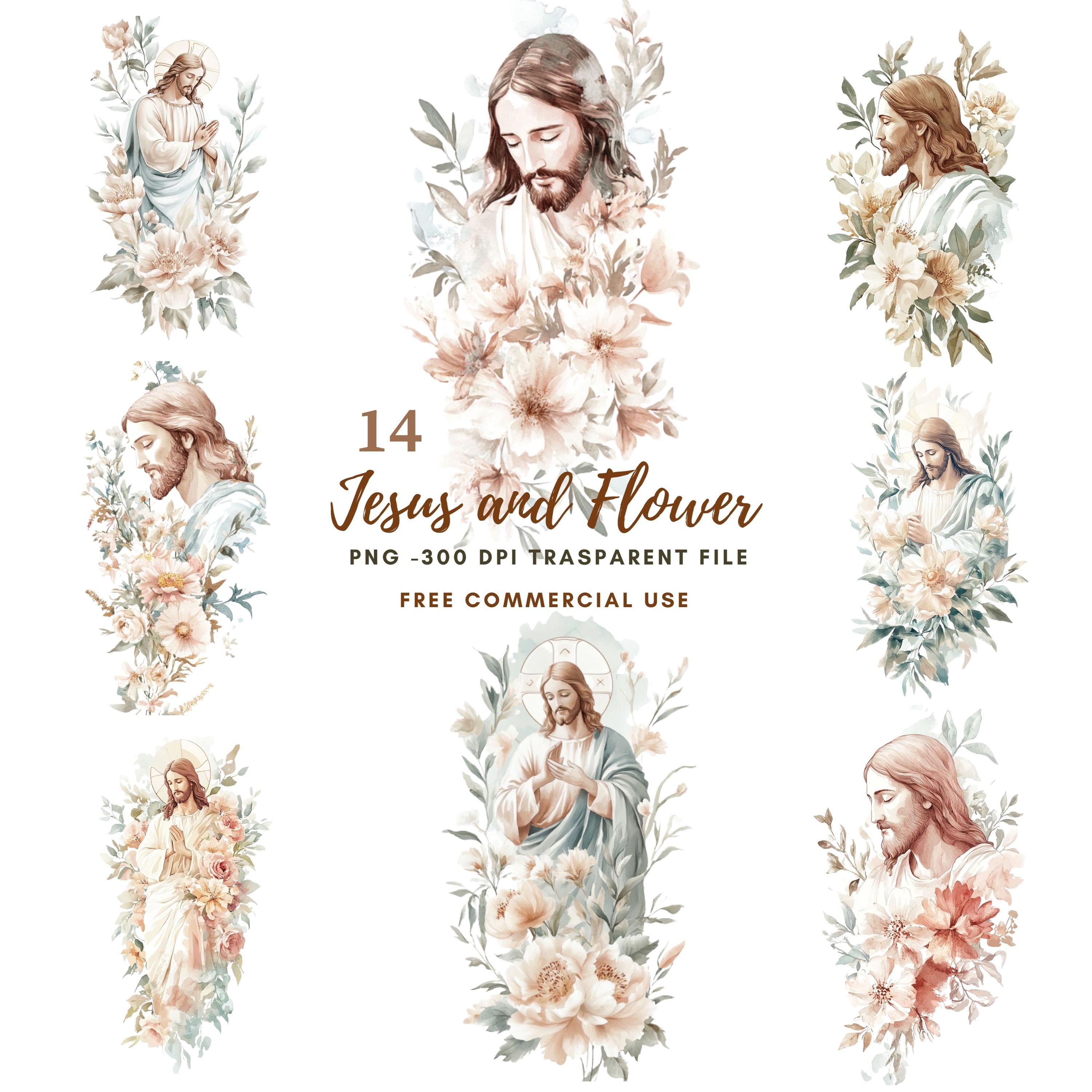 Jesus Christ Clipart Bundle 14 High Quality PNG | Watercolor Jesus and ...