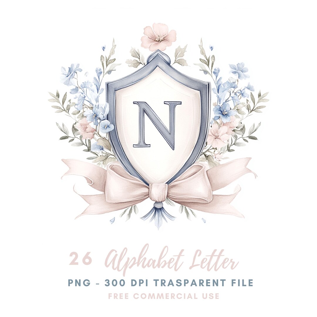 Floral Alphabet Letter Clipart Bundle 26 High Quality PNG, Watercolor ...
