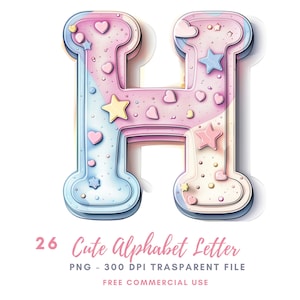 Pacote de clipart de letras do alfabeto fofo 26 PNG de alta qualidade, carta de bebê em aquarela, adesivos para impressão, download digital, artesanato em papel digital | 493
