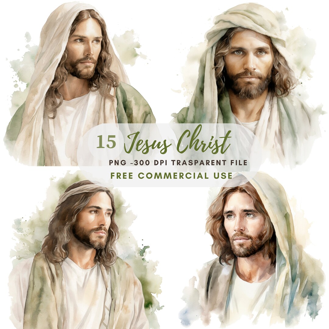 Jesus Christ Clipart Bundle 15 High Quality PNG, Watercolor Jesus ...