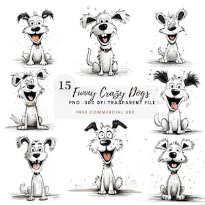 Crazy Dog Clipart PNG Bundle 15 High Quality JPG,Funny Grumpy Dogs Coffee,Digital Download,Card Making,Mixed Media,Digital Paper Craft| 113