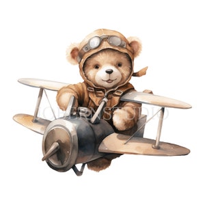 Miś Awiator Clipart PNG Pakiet 15 Wysokiej Jakości, Brązowy Miś Teddy Shower, Naklejki Do Wydrukowania, Tworzenie Kartek, Cyfrowe Rzemiosło Papierowe|426