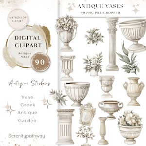 Vases antiques Clipart PNG, lot 90 de haute qualité | vases grecs et romains vintage, autocollants imprimables Goodnotes, téléchargement numérique | 665