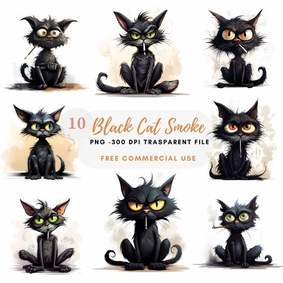 Crazy Cat Clipart PNG Bundle 15 High Quality Jpg,funny Grumpy