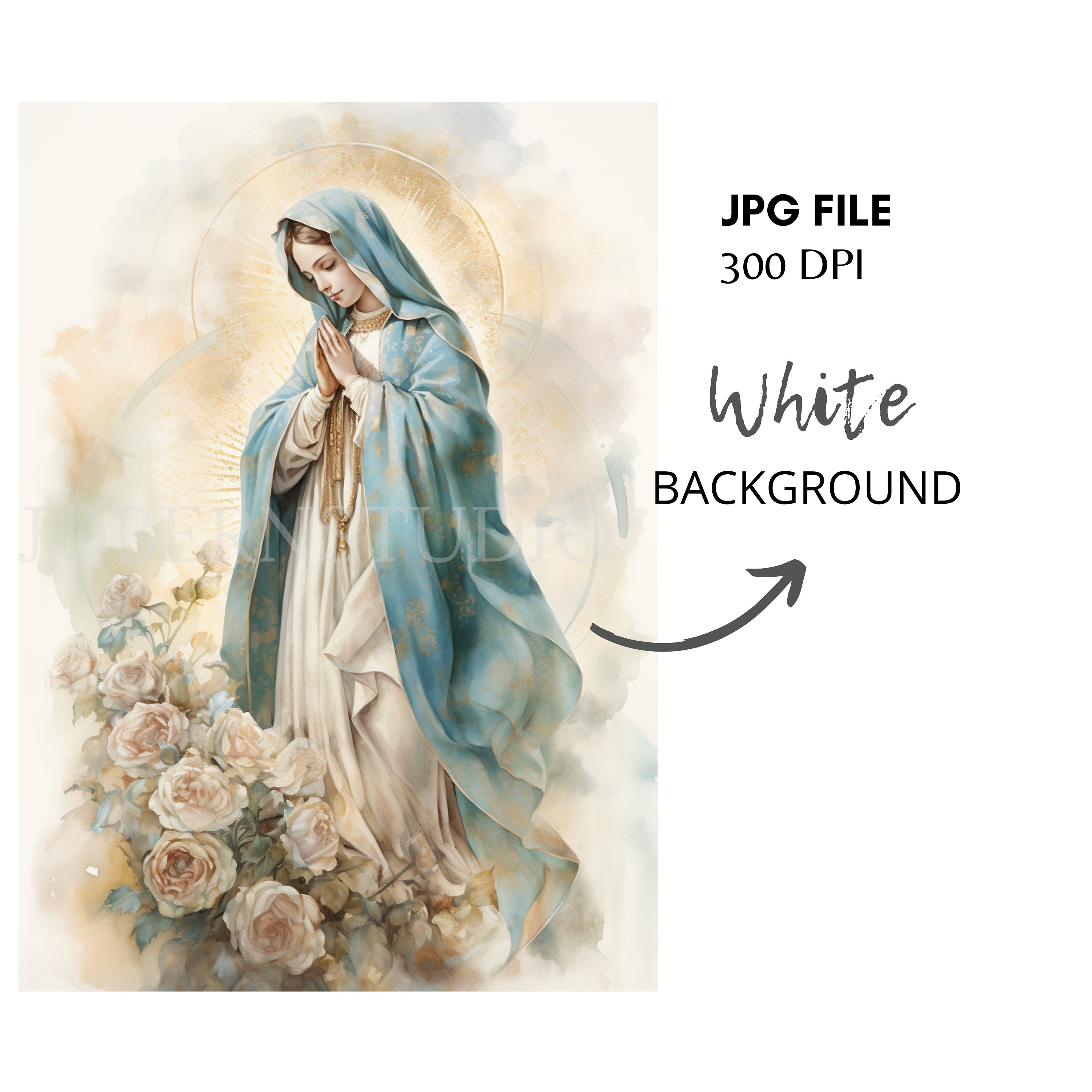 Virgin Mary Clipart,bundle 15 High Quality Png,watercolor Vintage Holy ...
