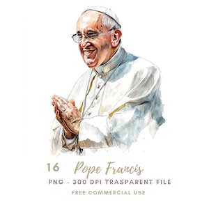 Pacchetto Clipart di Papa Francesco 16 PNG di alta qualità, Acquerello Santo Padre Papa Francesco / Adesivi stampabili Goodnotes, Download digitale / 795