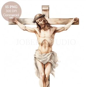 Crocifisso Croce Clipart Bundle 15 PNG di alta qualità, Croce Crocifisso Gesù, Adesivo, Download digitale, Creazione di carte, Supporti misti, Carta digitale/ 313