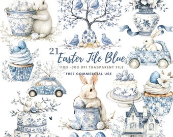 Easter Tile Blue Clipart PNG Bundle 21 High Quality,Watercolor Easter Egg, Digital Download,Card Making,Mixed Media,Digital Paper Craft| 674