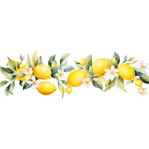 Lemon Garland Clipart Bundle 10 High Quality PNG, Watercolor Fruit Border,Wreath Lemon,Digital Download,Card Making,Digital Paper Craft| 183