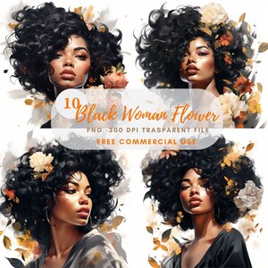 Black Woman Fashion Clipart PNG,Bundle 10 alta qualità,Bundle acquerello, Download digitale, Creazione di cartoline,Creazione di carta digitale,Adesivi/ 201