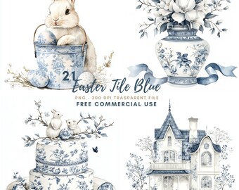Easter Tile Blue Clipart PNG Bundle 21 High Quality,Watercolor Easter Egg, Digital Download,Card Making,Mixed Media,Digital Paper Craft| 674