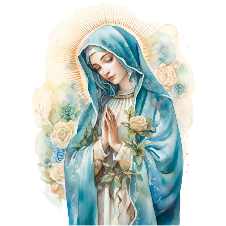 Virgin Mary Clipart,bundle 10 High Quality Png,watercolor Vintage Holy ...
