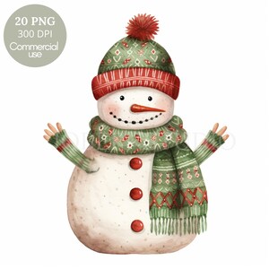 Clipart di Babbo Natale di Natale, Pacchetto 20 PNG di alta qualità, Acquerello scandinavo invernale, Adesivi stampabili Goodnotes, Download digitale/ 580