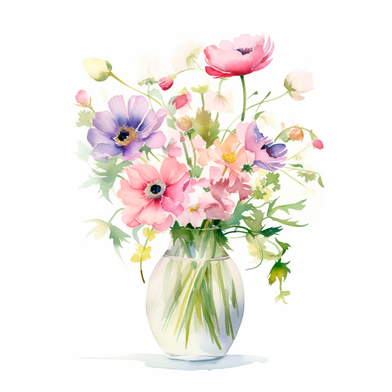Vase of Flower Clipart Bundle 10 High Quality PNG, Watercolor Flower ...