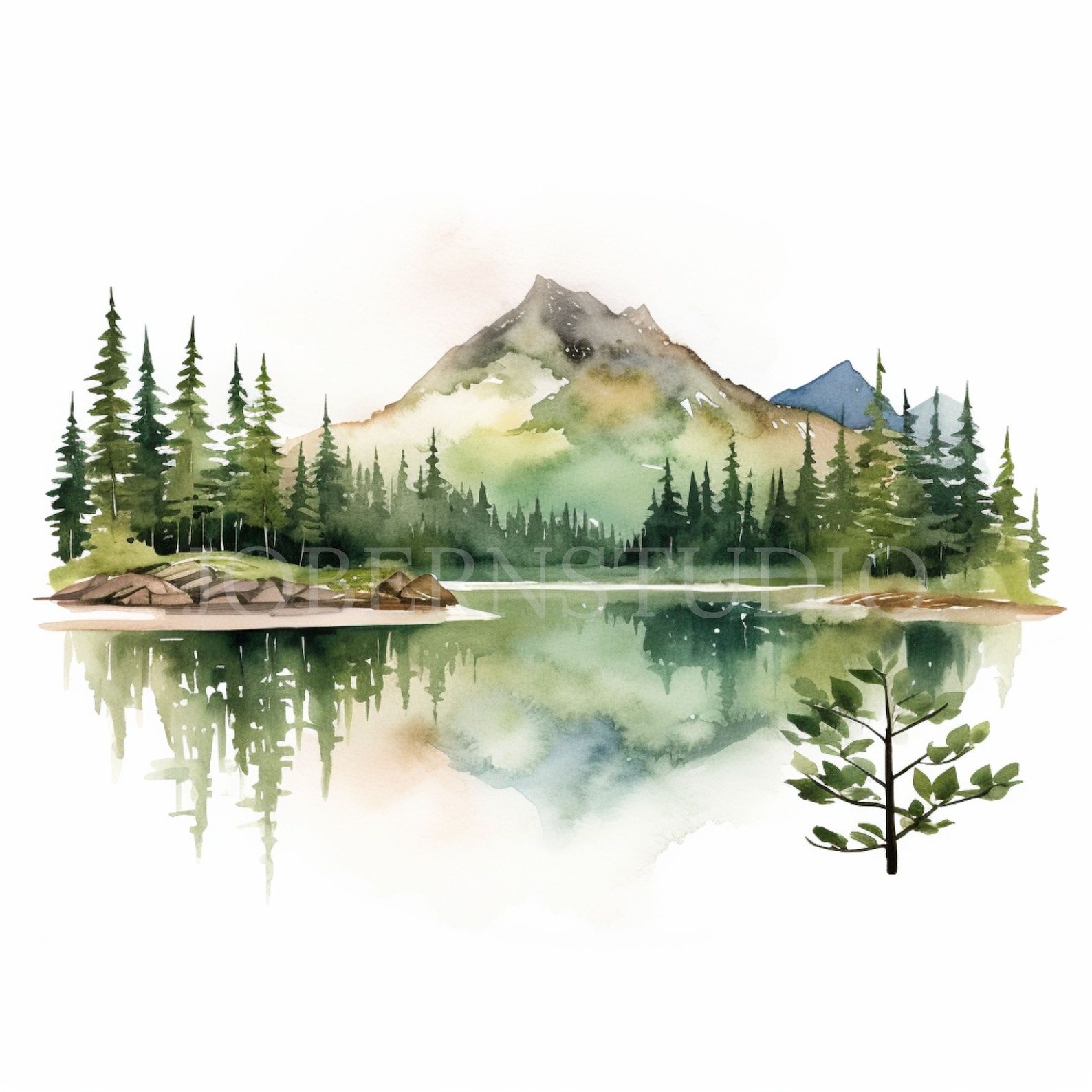Mountain landscape clipart png bundle 14 high quality watercolor