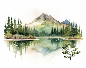 Mountain Landscape Clipart PNG,Bundle 14 High Quality,Watercolor Mountain,Digital Download,Card Making,Mixed Media,Digital Paper Craft |202