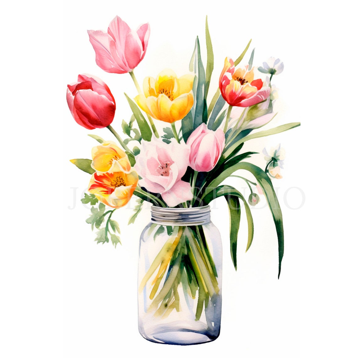 Vase of Flower Clipart Bundle 10 High Quality PNG, Watercolor Flower ...