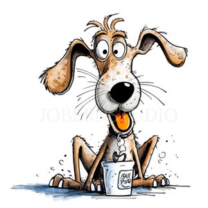 Crazy Dog Clipart PNG Bundle 15 JPG de alta calidad, café de perros gruñones divertidos, descarga digital, creación de tarjetas, medios mixtos, artesanía de papel digital / 102