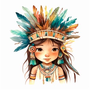 Acquerello Aztec Girl Clipart PNG,Bundle 10 Alta Qualità,Download Digitale,Creazione di Biglietti,Creazione di Carta Digitale,Adesivo Stampabile/274