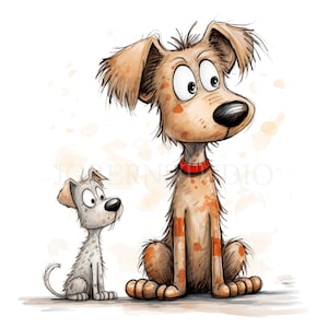 Crazy Dog Clipart PNG Bundle 15 JPG de alta calidad, café de perros gruñones divertidos, descarga digital, creación de tarjetas, medios mixtos, artesanía de papel digital / 105